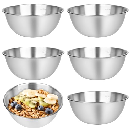 YYTECH 6 Piezas Cuencos Cocina, Cuencos de Mezcla de Acero Inoxidable, cuencos acero inoxidable, Ensaladeras Grandes para Hornear, Servir y Picar