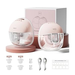 NCVI Wearable Breast Pump Hands Free, Portable Electric Breastfeeding Pump with 1500mAh Battery, Quiet Operation, Smart LED Display, 4 Modes & 9 Levels, 19/21/24mm Flanges, 2 Pack