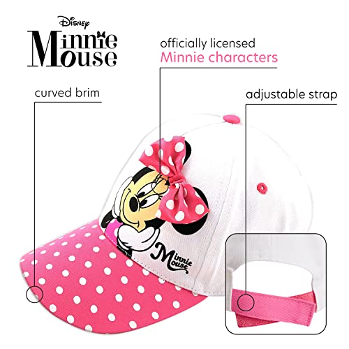 Disney Girls' Minnie Mouse Baseball Cap – 3D Bow Curved Brim Strap Back Hat (4-7), Size 4-7 Years, Minnie Polka Dot #TOP1