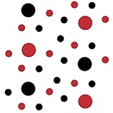 Black/Red Vinyl Wall Stickers - 2 & 4 inch Circles (30 Decals)