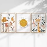 Generisch 3er Dschungel Poster-Set fürs Babyzimmer A4 A3 - 