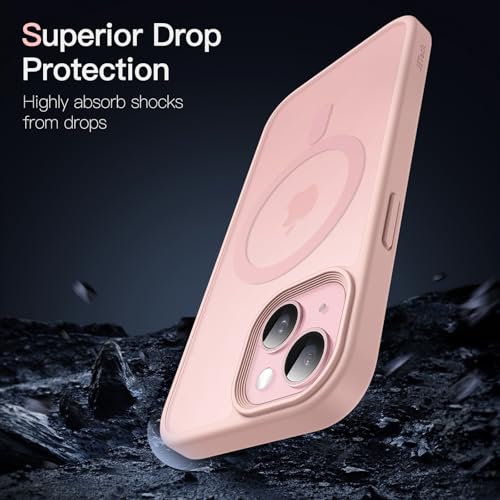 Image of JETech Magnetic Cover Case for iPhone 15 6.1-Inch Compatible with MagSafe, Translucent Matte Back Slim Shockproof Phone Cover (Pink Back) | Compatible with MagSafe, Translucent Matte Back, Slim Shockproof Protection