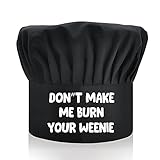 DYJYBMY Don't Make Me Burn, Adult Adjustable Kitchen Cooking Hat with Elastic Band Chef Baker Cap Black, Funny BBQ Chef Hat for Men, Woman, Novelty Fathers Day Grilling Gift