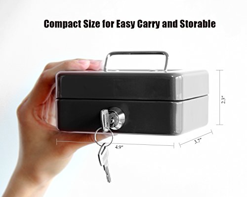 Jssmst Locking Small Steel Cash Box Without Money Tray,Lock Box,Black Small #TOP3