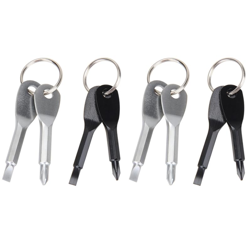 8Pcs Portable Keychain Screwdriver Set, Mini Pocket Key Chain Phillips Slotted Head Screwdriver with Key Ring, Flat Head Screwdriver & Small Phillips Head Screwdriver Set