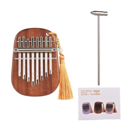 Sapele Wood Kalimba Thumb Piano – Portable Mini Finger Piano with Engraved Notes for Beginners & Music Lovers, Handheld Musical Instrument(Wood)