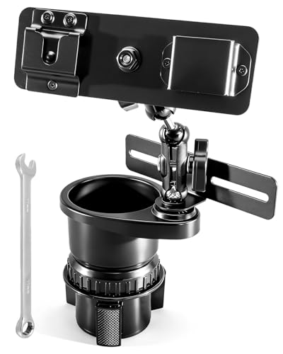 MQHXUY Universal Cup Holder Expander Mount for Satellite Radio CB Mic and Walkie Talkie, 3-in-1 Car Organizer Hanger, 2.6-3.5In Adjustable, No-Drill Installation