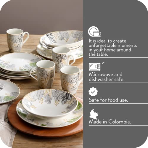 Corona Dinnerware Set 16-Pieces Earthenware | Natural | Set De Vajilla 4 Puestos | 16 Piezas | Ceramica #TOP2