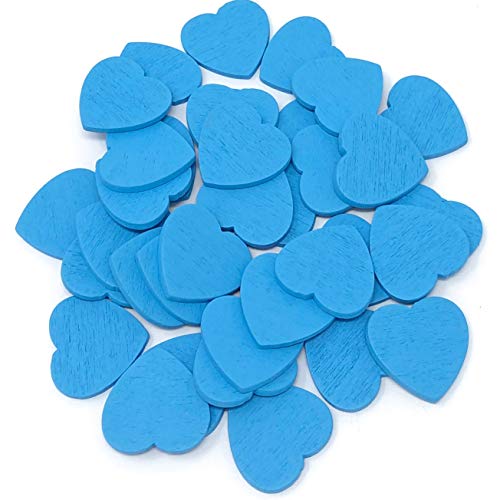 Lot de 50 confettis en forme de cœur en bois bleu 18 mm Cover