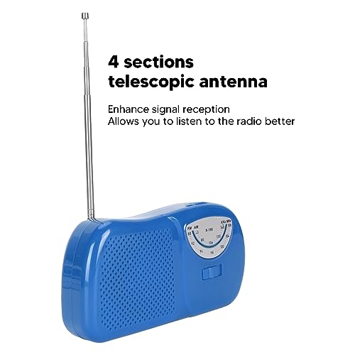 Radio AM FM portátil a batería con altavoz integrado azul miniatura 3