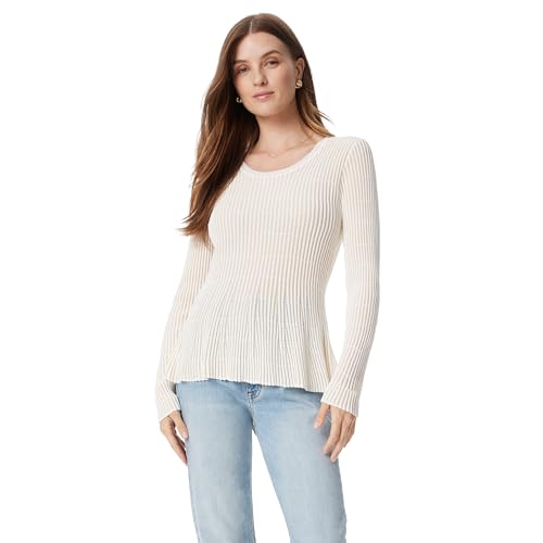Women's Gia Contour Fit with Flare Hem Knit Pullover Sweater Standard, Gardenia