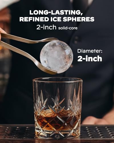 Image of Silonn 2 inch Sphere Clear Ice Maker Countertop, Slow-Melting Crystal Ice Balls for Whiskey, 4 Pcs in 35 Mins / 144 Pcs /Day, Rapid Sphere Technology, One-Click Self-Cleaning, Ideal for Bourbon