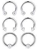 Ocptiy 12G Septum Rings Jewelry Horseshoe Captive Bead Septum Nose lip Ring Hoop Stainless Surgical Steel Cartilage Helix Tragus Earrings Hoop Septum Piercing Jewerly for Women Men 10mm