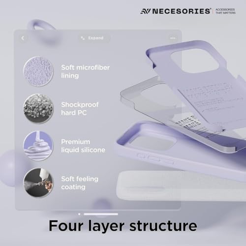 Image of Liquid Silicone Case Compatible for iPhone 15 Pro Max Lavender | Slim Back Cover | Soft Touch Bumper | Shockproof Drop Protection | Microfiber Cloth Inside | Sleek Solid Design