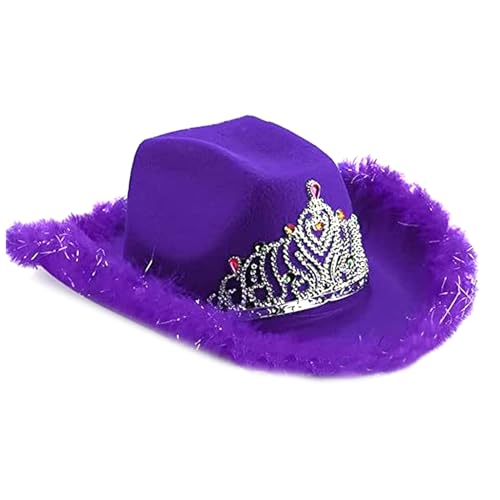 Xinsheinelry Chapeau vintage à bord avec strass pour femme Chapeau en feutre avec guirlande Cowgirls, Chapeau de lait Five P, S-L
