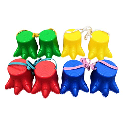 CLFYOU Zapatos-4 Pares de Juguetes para Caminar sobre zancos, plástico, niños Lindos, diversión al Aire Libre, Deportes, Equilibrio, Entrenamiento, Juguete