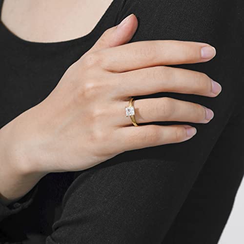 Amazon Collection Yellow Gold Plated Sterling Silver Solitaire Engagement Ring Set With Princess Cut Infinite Elements Cubic Zirconia (1 Cttw), Size 7 #TOP1