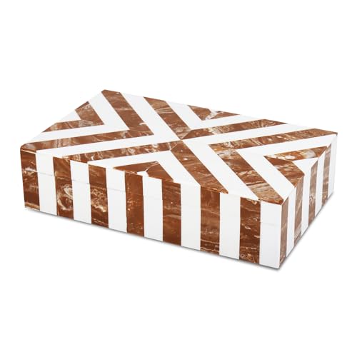 Image of Handicrafts Home Chevron Collection, Storage Organizer Decorative Box Multipurpose Gift - Chevron Brown 10x6x2.5 inch