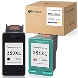 HIPAGE 350XL 351XL - Cartuchos de tinta compatibles con HP 350 XL 351 XL para HP Photosmart C4280 C4380 C4480 C4580 C4340 C5280 Deskjet D5360 D4260 Officejet J6424 J5780 J5785, color negro