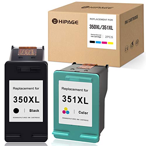 HIPAGE 350XL 351XL - Cartuchos de tinta compatibles con HP 350 XL 351 XL para HP Photosmart C4280 C4380 C4480 C4580 C4340 C5280 Deskjet D5360 D4260 Officejet J6424 J5780 J5785, color negro