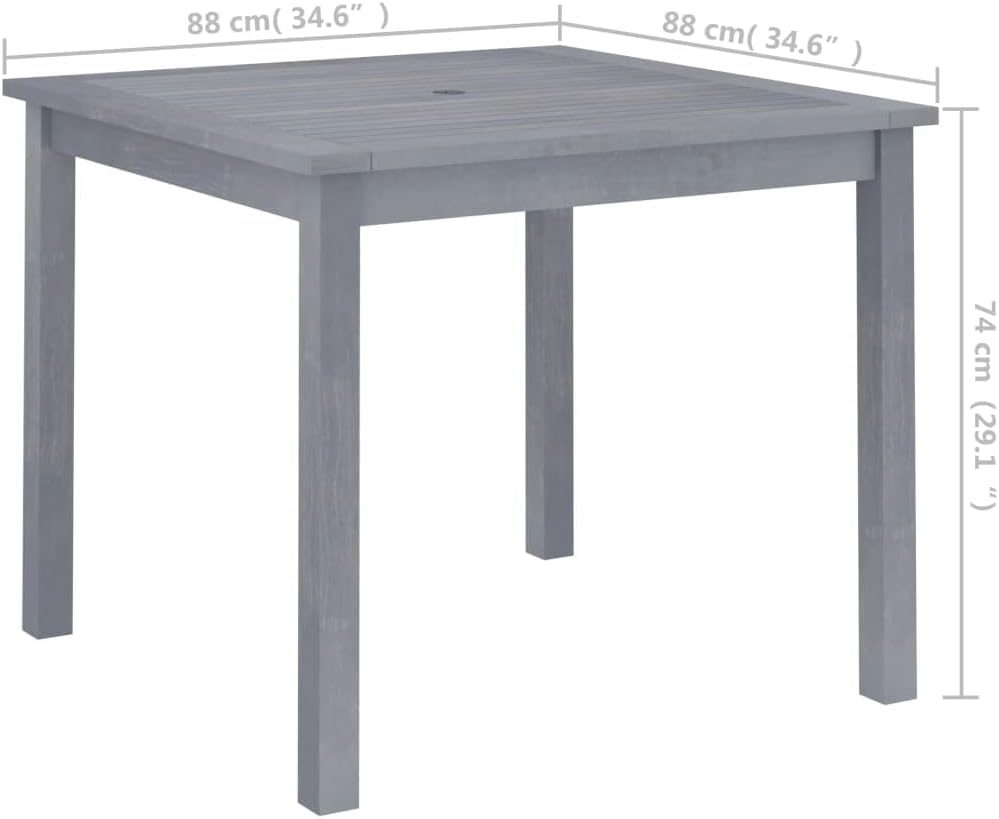 Patio Dining Table,Outdoor Dining Table,Outdoor Bar Table,Balcony Desk,Backyard Table,Patio Bistro Table,Includes an Umbrella Hole, 34.6"x34.6"x29.1" Solid Acacia Wood