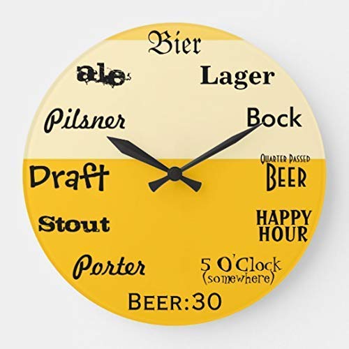 Funny Beer Wood Wall Clocks Decorative Living Room Battery Operated Non Ticking 12 Inches Birthday Christmas