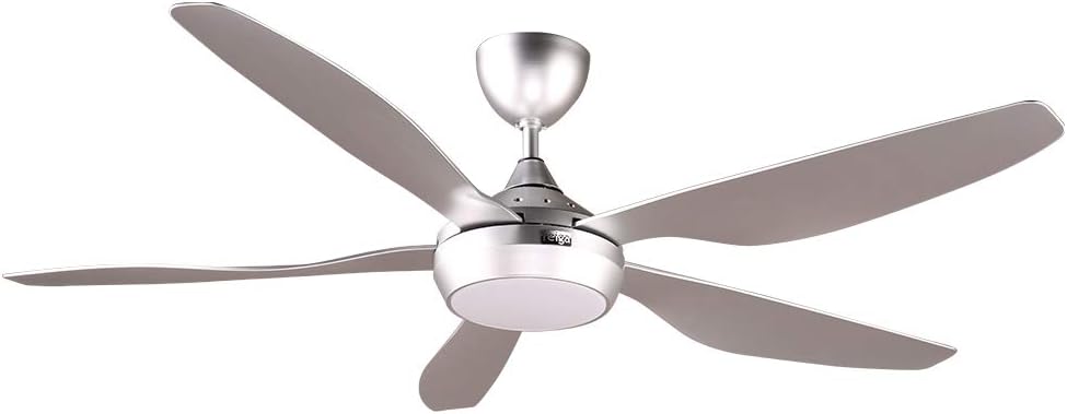 54" Silver DC Motor Modern Ceiling Fan with Dimmable LED Light Kit Remote Control, 5 Blades High Speed for Living room, Restaurant, Bedroom, Patio