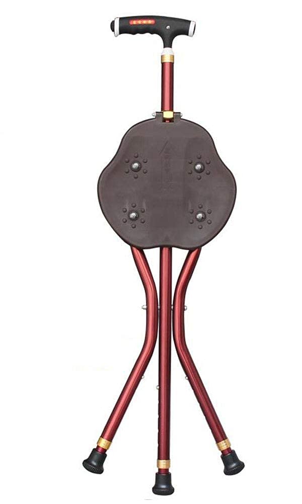 Bastones Bastones Plegables con Taburete,Bastón con trípode Ajustable liviano con luz LED,Muletas multifunción con Asiento para Hombres y Mujeres,B Keep it in Mind