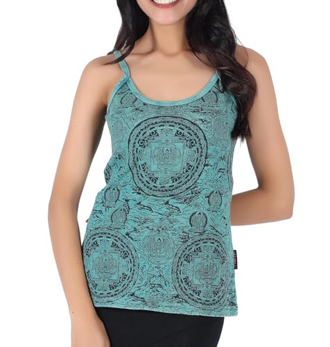 GURU SHOP Camiseta de yoga con diseño de mandala, lavado a la piedra, camiseta...