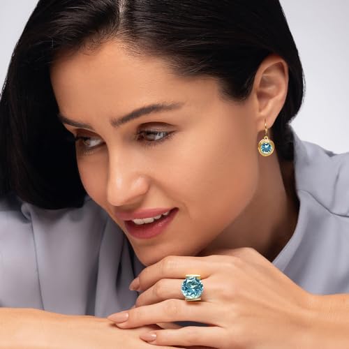 JEAN RACHEL JEWELRY 14K Gold Plated Sterling Silver Ring with 11.75 TCW Cubic Zirconia - Textured Band Vintage Design - Hypoallergenic, Lead & Nickel Free Jewelry Statement Rings for Women4