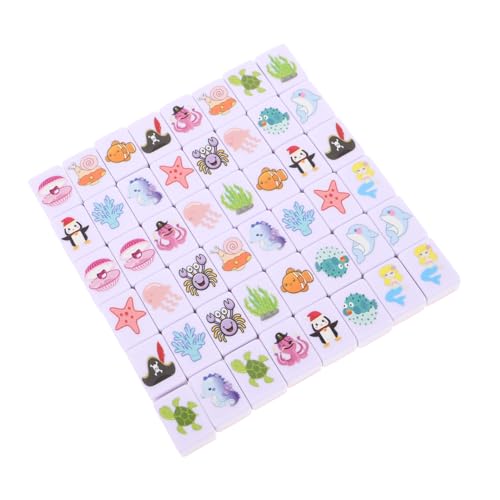 Jeu de mahjong pour adultes avec carreaux à contraste élevé et motifs animaux marins