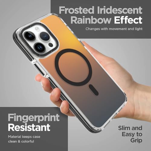 Image of Magnetic Case for iPhone 13 Pro Max [Compatible with Magsafe] [Cute Fashion Fluorescent Design] [1 Screen Protector] Slim Translucent Matte Case for iPhone 13 Pro Max 6.7 inch 2021, Black
