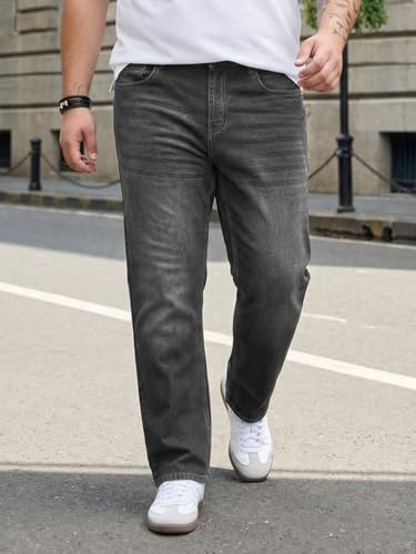Image of Urbano Plus Men's Relaxed Fit Washed Denim Jeans Non-Stretchable