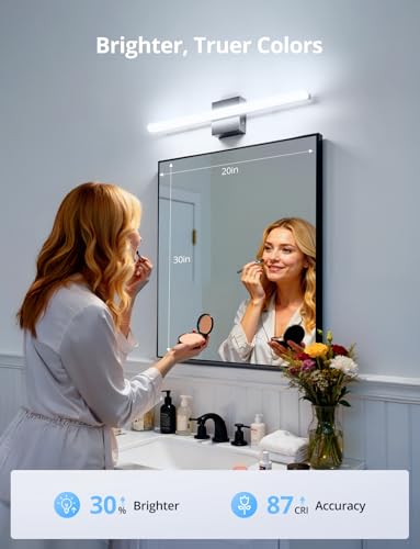 Image of Combuh 2 Pack 24Inch Long Vanity Light for Bathroom 5 Color Adjustable Modern, Bright 14W 1250LM Black Bath Bar Lighting Fixtures Over Mirror IP44 Rustproof Minimalist Led Wall Sconce for Powder Room