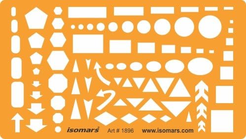 Isomars Circle Square Rectangle Arrows Ellipse Triangle Hexagon Pentagon Symbols Drawing Drafting Template Stencil