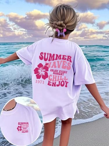 Girls Letter Graphic Tees Short Sleeve Kids Casual T Shirts3