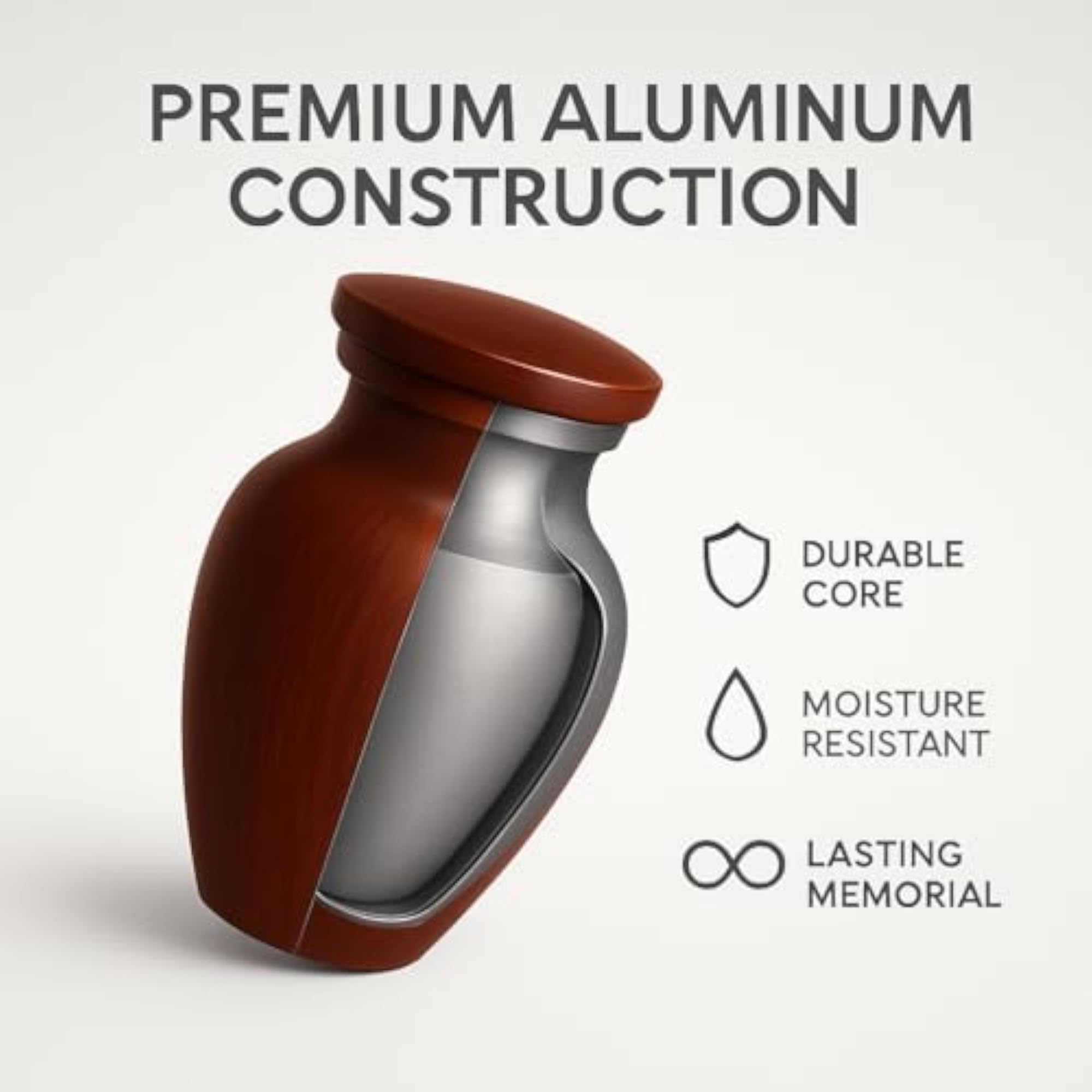 Small Keepsake Urn for Human Ashes - Cherry Wood Appearance