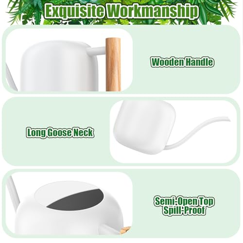 Green Moon 1.2L/41oz Metal Metal Watering Can with Long Spout, White by Green Moon - Image 8