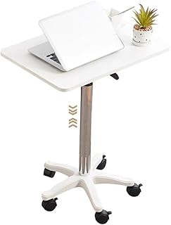 Height Adjustable Desk Manual School Speech Lifting Table Portable Rotating Mobile Laptop Desk with Brake Roller Breakfast Table Color: White, Size: 23.6 x 15.7 x 28.5 - 37.4 inches 60 x 40 x 72.5 -