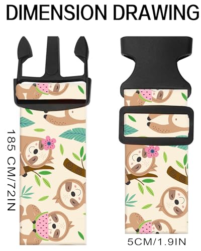 Image of Luggage Straps for Suitcases, Adjustable Travel Belt, Durable Wide Luggage Strap, Cute Suitcase Strap Identifiers with Buckle, Bag Straps for Luggage, Cute Sloth