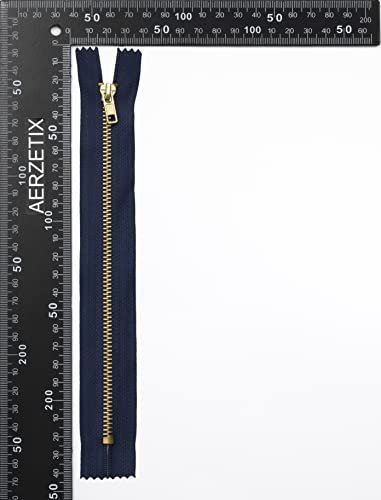 AERZETIX - C61315-2er-Set nicht trennbare Reißverschlüsse 20 cm aus metall - zipper - Farbe dunkelblau - nähzubehör lederwaren etuis röcke kleider hosen kurzwaren
