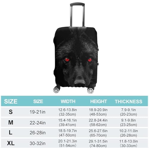 Black Red Eyed Wolf Luggage Cover, Elastic Luggage Protector Fits 19-32in Suitcases, Washable & Anti-Scratch Suitcase Cover for Men Women S2