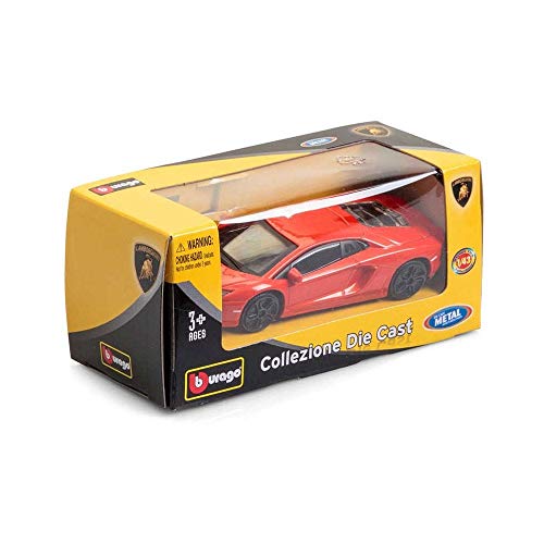 Bburago Street FIRE Lamborghini Super Car-Maßstab 1:43 - Unglaublich detailliertes Relpica Druckguss-Sammelmodell, Metall, Rot, Einheitsgröße