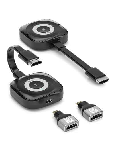 Kit émetteur et récepteur HDMI sans Fil – Streaming 4K 1080p @ 60 Hz, Longue portée de 50 m, Plug & Play avec Deux câbles et adaptateurs USB-C...