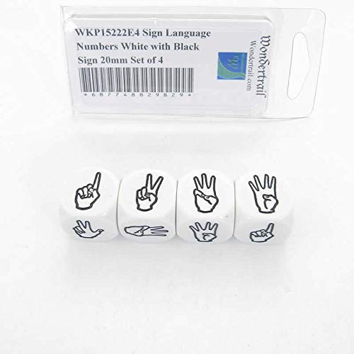 Sign Language Numbers White Opaque with Black Sign 20mm (25/32in) Set of 4 Wondertrail