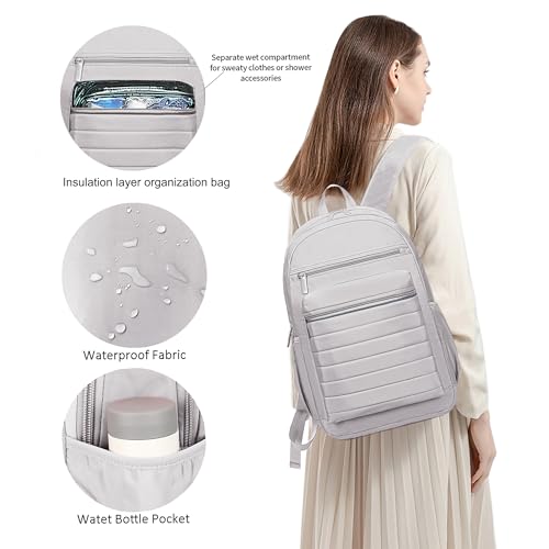 Image of KEOFID Travel Backpack for Women, Womens Work Backpacks, Anti-theft Backpack Purse, Back pack for College Girls, Carry-On Travel Backpacks,Bookbag (Light Gray)