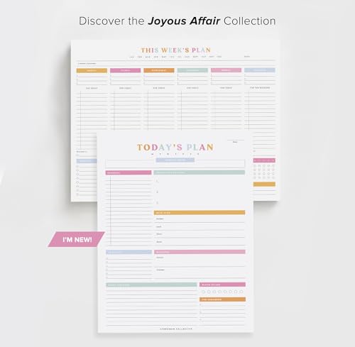 ThreeKin Weekly Planner - Premium 52-Sheet Tear-Off Notepad, 8.5 x 11 inches, Clean Colorful Design, Perfect for Work, School, Projects, and Entrepreneurs, Female & USA Owned Business