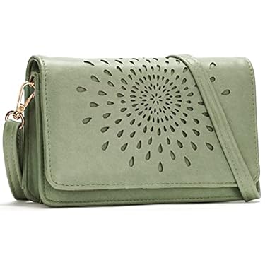 AMAZON - APHISON Crossbody Bags For Women,Wristlet Wallet Phone Purse Shoulder handbags Multi-Function Small RFID Clutch Card Holder Green