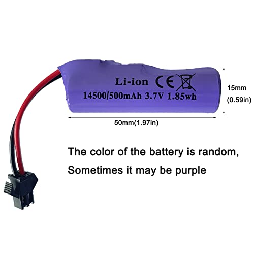 Threeking 3.7V 500Mah 14500 Rechargeable Li-Ion Battery Sm-2P Joint With Usb Charger For Rc Remote Control Car Toys #TOP4