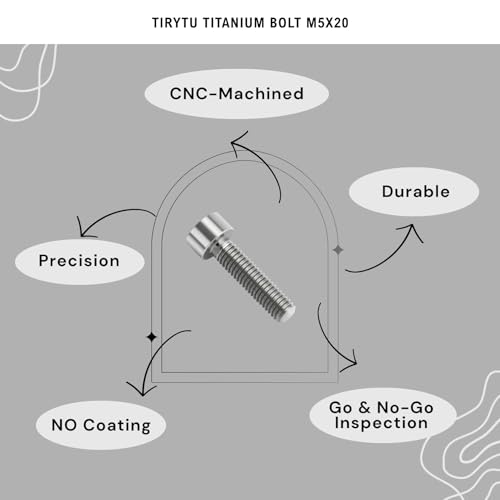 Image of Titanium Bolts M5x20, Nature Color, 6PC | Lightweight Hex Socket Screws, MTB /Road Bike /Motorcycle, Corrosion Resistant, Marine Grade Fasteners